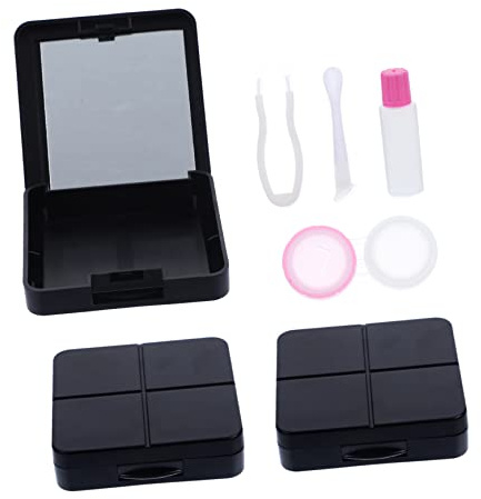 BAZEITFLOW Estuche para Lentes con Espejo Portátil Negro PP, 3 Juegos