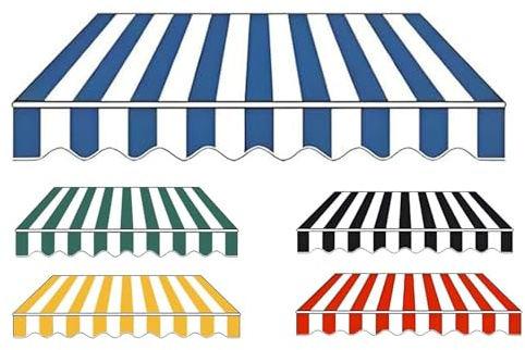 KXWOQ3ED Tela de Repuesto para Toldo Retráctil, Parte Superior Dosel de Rayas Impermeable, Lona Recambio para Toldo Jardín Exterior(Blue White,6.5x5ft/200x150cm)