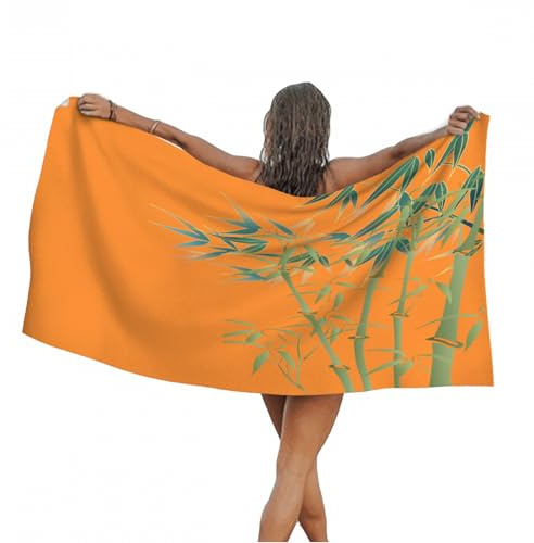 Leichong 3D Bamboo Beach Towel Extra Large Microfiber Soft Quick Dry for Adults, Chinoiserie Bath Towel Lightweight Soft Absorbent for Travel Swimming Pool Sports, 100 x 200 cm