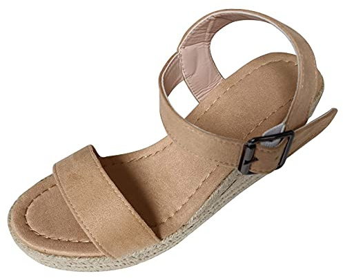 Generisch 2026 Women's Hang Open Toe Large Wedge Sandals Buckle Belt Summer Heels Weave Women's Sandals Shoes Women's Blue Trainers
