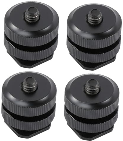 Hemobllo Adaptateur pour Trépied Griffe Flash, Double Couche, Trous 1/4 de Vis, en Alliage D’Aluminium, Lot de 4 Accessoires pour Appareil Photo