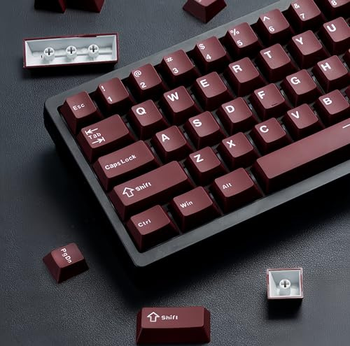 dagaladoo Double Shot PBT keycaps Set,Dark Red Keyboard caps,Cherry Profile Keycaps 60 65 75 100 Percent,126- Key Custom keycaps for Mechanical Keyboard Gaming(61/64/68/84/87/100/104/108) | Retro Custom Key caps,Cherry Profile keycaps for Mechanical Keyboard 60%/65%/75%/TKL/96%/100% US Layout