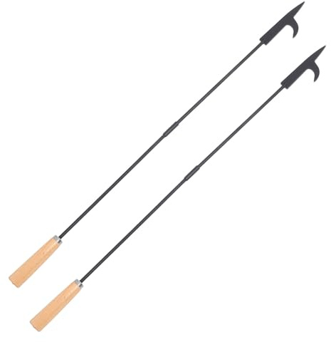 TOYANDONA Attizzatoio per Stufa e Braciere da Esterno a Due Sezioni Attrezzo Pesante con Manico in Legno per Controllo Legna Resistente al Calore Portatile per Campeggio e Barbecue