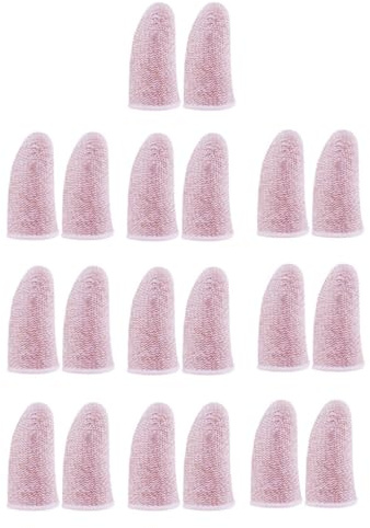 GRIRIW Manchons pour Doigts de Jeu en Fibre de Carbone, Lot de 13 Paires Respirantes, Protection Tactile Précise pour Smartphone et Tablette, Manchons Rose Adaptés aux Couleur Aléatoire