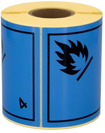 MD Labels Gefahrgutetiketten Klasse 4.3 – 100 x 100 mm – 500 Stück – Selbstklebend – Gefahrstoff Aufkleber für Transport – Wasserreaktive Stoffe