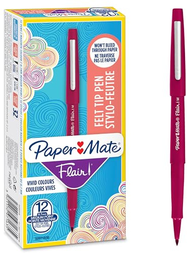 Paper Mate Flair Pennarelli | Punta Media in Feltro (0.7mm) | verde | scatola da 12