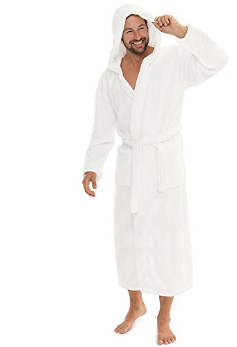 CelinaTex Florida Bademantel Damen XXXL weiß Morgenmantel Herren Coral Fleece Saunamantel Microfaser Kapuze Unisex