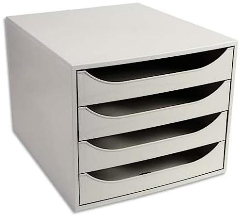 Exacompta - Réf. 228606D – Module à tiroirs ECOBOX - Caisson individuel à 4 tiroirs pour document A4 maxi - Certifié Ange Bleu - Dimensions 34,8 x 28,4 x 23,4 cm – Couleur Gris