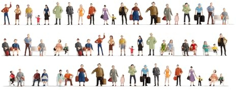 NOCH® Mega-Spar-Set Figuren, 60 handbemalte Modelle für Spur N, ideal für Dörfer und Städte