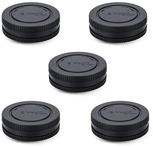 5 Pack Body Cap and Rear Lens Cover Kit for Sony A7 A7II A7III A7IV A7S A7SII A7SIII A7R A7RII A7RIII A7RIV A7RV A7C A7CII A9 A9II A6700 A6600 A6500 A6400 A6300 A6100 A6000 A5100 ZV-E1 ZV-E10 & More