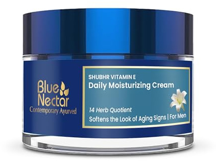 Blue Nectar Anti Aging Cream for Men | Natural Moisturizer with Vitamin E for Wrinkles & Fine Lines (14 herbs, 50g)