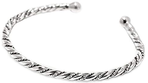 Edler Armreif ROZA Ø 6.5 cm Vintage Freundschaftsschmuck Gekordelter Armschmuck 925 Sterlingsilber
