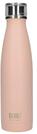 Built Perfect Seal Double-Walled Insulated Stainless Steel Water Bottle, 480 ml, Pale Pink