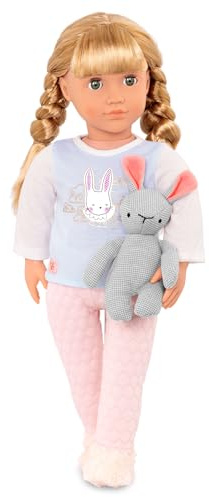 Our Generation Jovie Anziehpuppe mit Pyjama und Plüschhase, 46 cm | 46 cm Anziehpuppe mit Pyjama, Socken, Unterwäsche und Plüschhase; grüne Schlafaugen; kompatibel mit OG Zubehör; 5+ Jahre