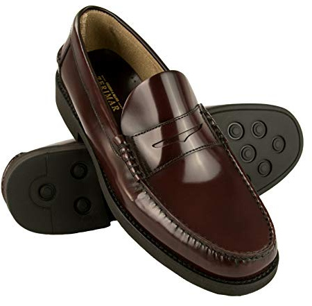Zerimar Zapatos Castellanos Hombre Ultra Ligeros - Mocasin Antifaz Hombre - Zapatos Castellanos Mocasin Cuero - Mocasin para Hombre - Fabricados en España - Burdeos - Talla 50