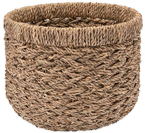 Decorasian - Cesto rotondo intrecciato in erba marina, 30 cm