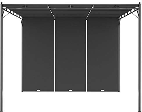 Tidyard Verstellbarer Sonnenschutz-Markisenpavillon mit Polyesterschirm, Metallständer, Creme/Anthrazit