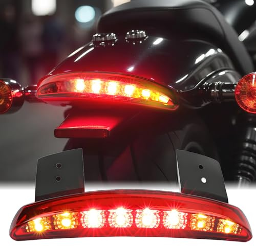DREAMIZER 12V 8LED Motorrad Rücklicht Bremslicht Rote Hinterer Kotflügel Bremslicht mit Blinker für Sportster XL883N 1200N XL1200V XL1200X