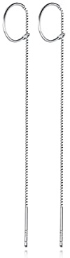 Reffeer Solid 925 Sterling Silver Dangle Chain Earrings Tassel Threader for Women Earrings Long Dangle Earrings Minimalist