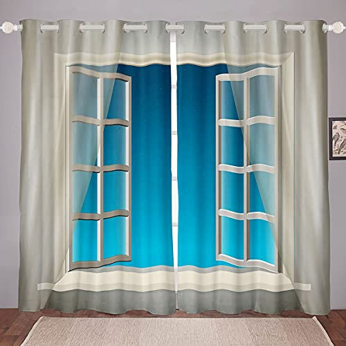 Tenda per finestra, motivo: cielo stellato, moderna, lussuosa, per bambini, ragazzi e ragazze, in microfibra, decorazione per la stanza, 167,6 x 182,8 cm (larghezza x lunghezza)