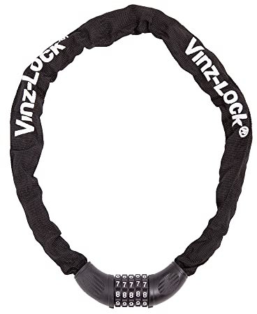 VINZ Devi Kettenschloss | 5-stelliges Zahlenschloss | Kette Schloß Fahrradschloss | Panzerschloss Zahlenkombinationsschloss 120cm x ø6mm