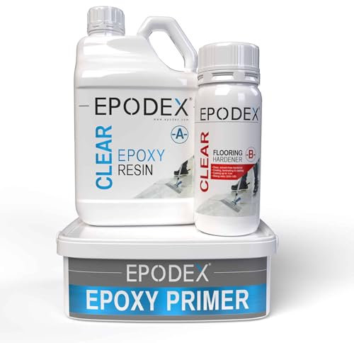 EPODEX Epoxidharz Set für Böden | Epoxy Resin für Designböden, Garagen und mehr | Epoxidharz Bodenbeschichtung in verschiedenen Farben und Mustern | Gießharz-Set für Beton, Estrich, Holz und mehr