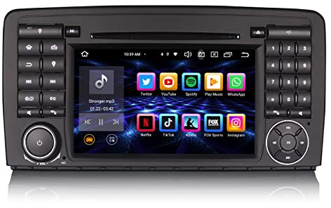 Erisin 8-Núcleo 4GB+64GB 7 Pulgadas Android 14 Radio Coche Bluetooth GPS Navegador para Mercedes Benz Clase R W251 Estéreo Soporte CarPlay Android Auto WiFi 4G DSP Dab+ USB RDS Canbus Pantalla táctil