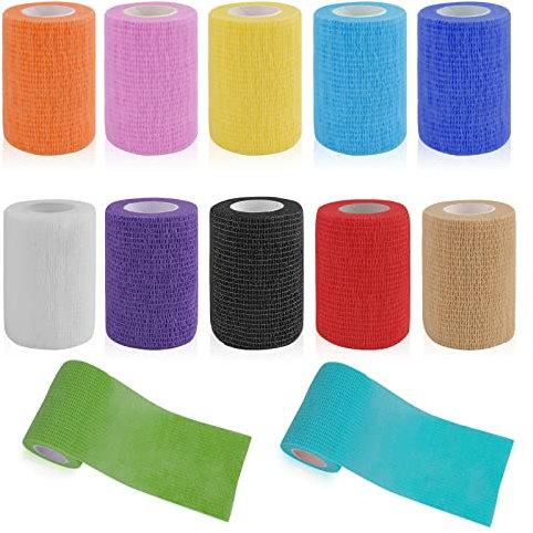 WuGU 12 Rollen Selbstklebender Verband, 7,5cm x 4,5m Haftbandage, Elastische Selbsthaftende Verband, Cohesive Bandage, Geeignet für Stretch Sportler, Handgelenk, Füße, Fingerpflaster
