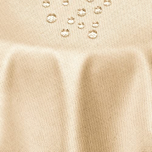 DecoHomeTextil Leinen Optik Tischdecke Oval 135 x 180 cm Champagner | wasserabweisend, fleckenabweisend, abwaschbar, Lotuseffekt
