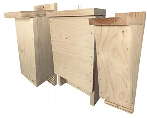 Fledermauskasten Fledermaushaus Fledermausunterschlupf Fledermaushotel Winterquartier Standort ganzjährig aus Holz (Modell 4)