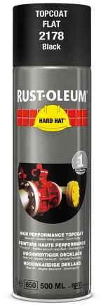 Rust-Oleum HARD HAT Decklack - Hochleistungsfähiger Industrielack-Spray zur Verwendung auf Metall, Holz und Beton. In verschiedenen Farben mit hoher Deckkraft - 500ml (Schwarz Matt)