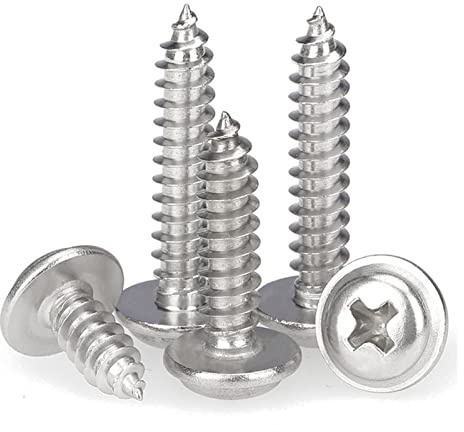 50 Pcs Flange Self Tapping Screws, M4 x 30mm x 8mm Multi Purpose Screws, 304 Stainless Steel, Phillips Screws for Wood, Drywall and Furniture