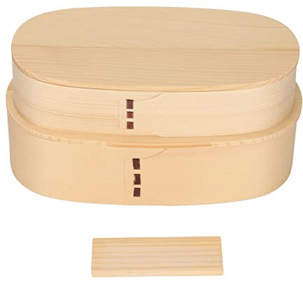 Otufan Cajas Bento De Madera, 2 Piezas Caja De Almuerzo Bento Sushi De Madera De Estilo Japonés Contenedor De 7.5x4.0x3.7inch La Lonchera Con Compartimento Portátil Es Adecuada Para Acampar En Casa Al
