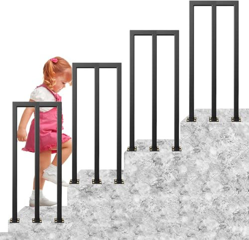 SCGSJZH Treppengeländer Innen Schwarz M-förmiger Handläufe für Treppen Bodenmontage, Moderne Rostfrei Eisen Sicherheitsgeländer, Villen, Veranden, Terrassen Handlauf (90cm)