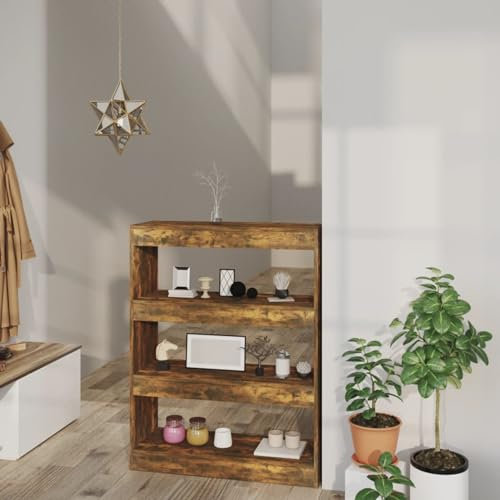 ARKEM Bücherregal/Raumteiler Räuchereiche 80x30x103 cm Holzwerkstoff Kiefer Raumteiler Regal Schrank BüCherregal Regal Raumteiler Storage Shelves