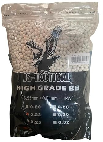 JS-Tactical Bolsa 1kg Bolas 0.23g 6mm | Bolsa de 1kg para Pistolas/Rifles Airsoft. Peso por Bola 0,23g