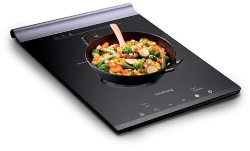 Innoliving Piastra ad Induzione Doppia o Singola, Potenza 3100W, 10 Impostazioni, Timer 180 Minuti, Blocco di Sicurezza, Controllo Touch, Superficie in Vetro di Cristallo Nero (Piastra Singola)