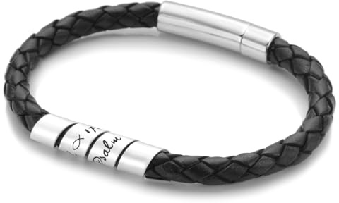 Armband Konfirmation Geschenk Junge Gravur LOOP ICHTHYS 925 Silber Lederarmband Name Datum Psalm Geschenk