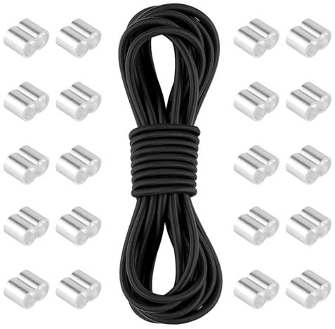 Espansore Corda Elastica 8mm 10M, Corda di Sicurezza Con 20 Morsetti a Strozzo, per Telone del Rimorchio, Campeggio, Auto