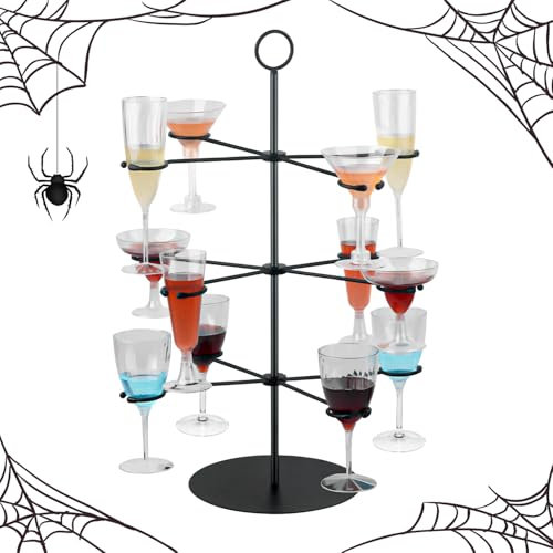 Cocktail Tree Stand for Parties Brunch,3 Tiers 12 Holders Drink tower Wine Glass Holder Stand,Champagne Tower Martinis Tree,Wine Glasses Display Margarita tower Drink stand for Mimosa Bar Party Bridal