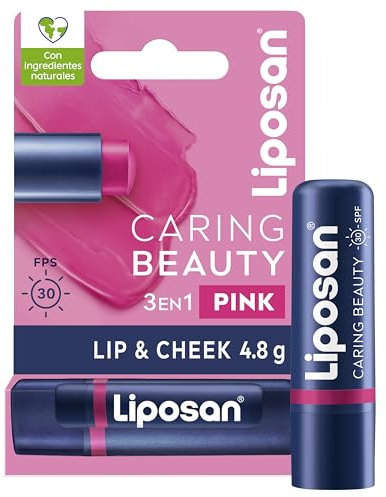 Liposan Caring Beauty Lip and Cheek Red, balsamo per labbra e fard in rossetto rosa, rossetto 3 in 1 per un look semplice, 1 x 4,8 g