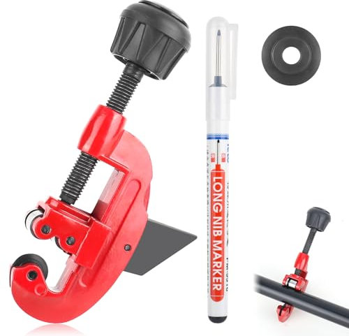 Rohrschneider 3-30mm, Rohrschneider Edelstahl, Rohrabschneider für Edelstahlrohre, Mini Rohrabschneider mit Ersatz Schneidrad und Markierungsstift, Leitungsschneider mit Entgrater für Schneiden