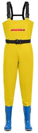 Watstiefel PVC-Wathose Mit Stiefeln Für Damen, Leichte, Wasserdichte Wathose Für Angeln Und Jagen, Rutschfest Und Atmungsaktiv(Color:Yellow,Size:37 EU)