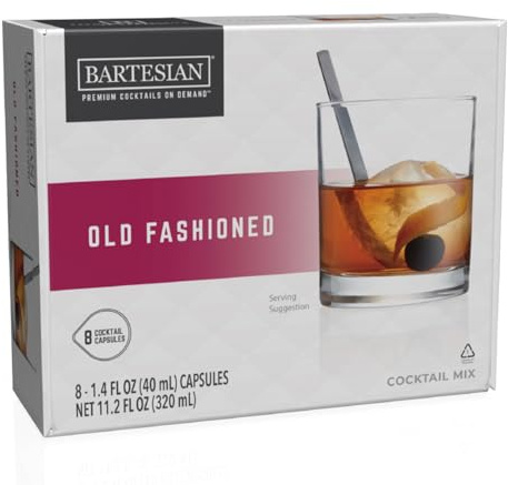Bartesian Old Fashioned Cocktail Mix - Cocktail Mixer Zutaten für Whiskey Cocktail - Getränke Pods für Bartesian Cocktail Maschine - Alkoholfreie Mixer zum Mischen mit Spirituosen - Set mit 8 Kapseln