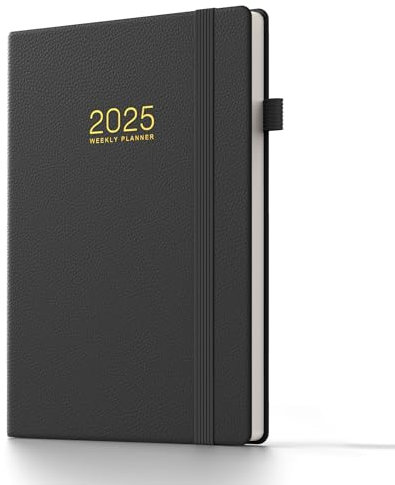 TDOLISSTE - Kalender 2025 Wochenplaner A5 Terminplaner für Lehrer, Schüler, Büro, Mehrsprachiges 1 Woche 2 Seiten, Januar 2025 - Dezember 2025 (Schwarz)