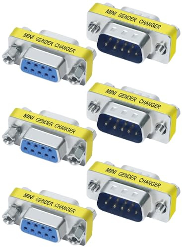Eaeon 9Pin RS232 Serial Cable DB9 3-Pack Male to Male,3-Pack Female to Female,Mini Gender Changer Adapter Coupler Connector,for PC Computer,Printer,Scanner,Cashier,USB serial adapter Data Transfer,etc