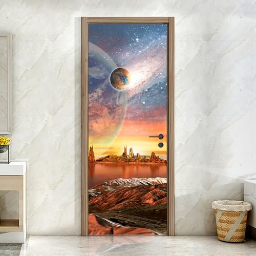 Türtapete Selbstklebend 80X200 Planet Türtapete Selbstklebend Türposter,3D Fototapete Selbstklebend Pvc Türaufkleber Fototapeten,Bewirken Fototapete Türfolie Poster Tapete
