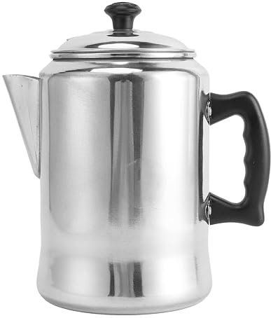 Aladeno Cafetière percolateur 3 L 10,2 x 6,3 pouces Percolateur à café en aluminium Bec en forme de V Conduction thermique rapide Cafetière de camping Cafetière avec poignées et