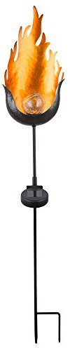 GLOBO LED Solar Außen Steck Leuchte Garten Dekoration Erdspieß Glas Kugel Lampe Flammen Feuereffekt