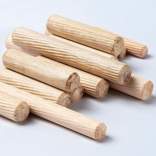 COYOUCO 100er Pack Holzdübel 12 mm Durchmesser geriffelte Holzdübel Stangen Hartholz Handwerk Dübel Stifte,40mm